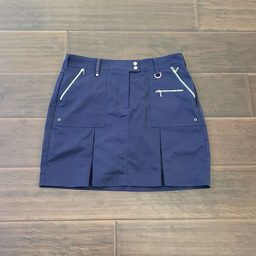 GG Blue Women's Boca Front Zip Pleated Golf Tennis Skort Blue Size 8 NWO
